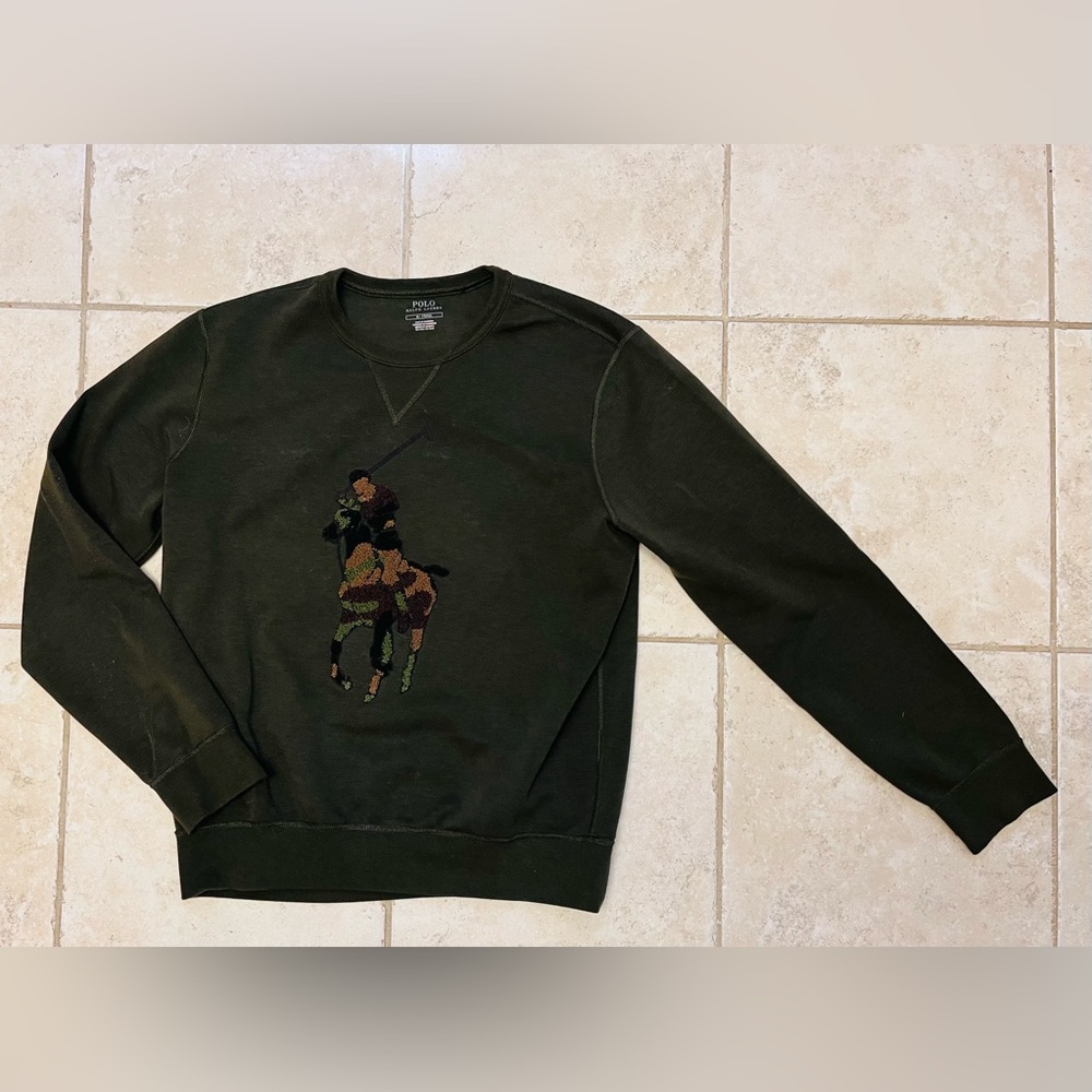 POLO ~ RALPH LAUREN - sweatshirt with raised embroidered CAMO logo